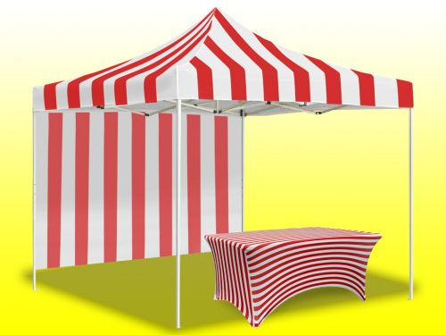 Carnival Canopy with Backdrop and Covered Carnival Table